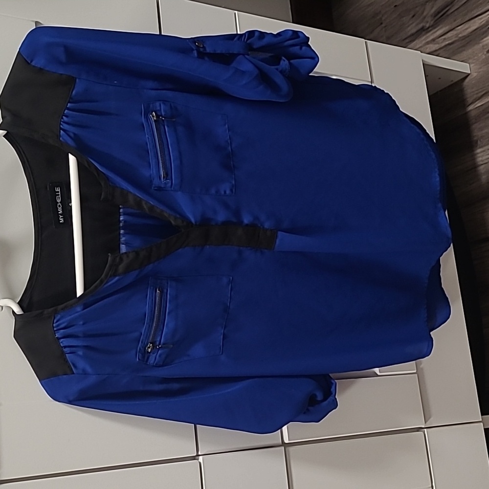 Blue and black dress shirt